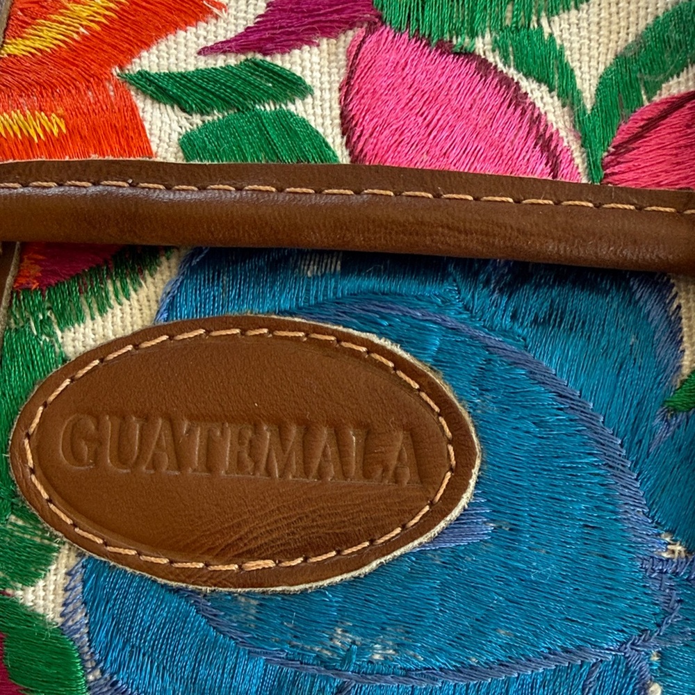 Colorful Floral Embroidered Wallet with Brown Accent - Picture 2 of 3